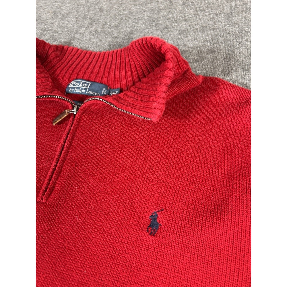 Polo Ralph Lauren Pullover Sweater‎ Mens 2XLT Red Half Zip Quarter Zip Big Tall